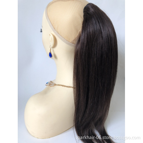 10A Human Hair Extensions With Clip In Drawstring Ponytail Straight Remy Brazilian Curly Wrap Ponytails for African American